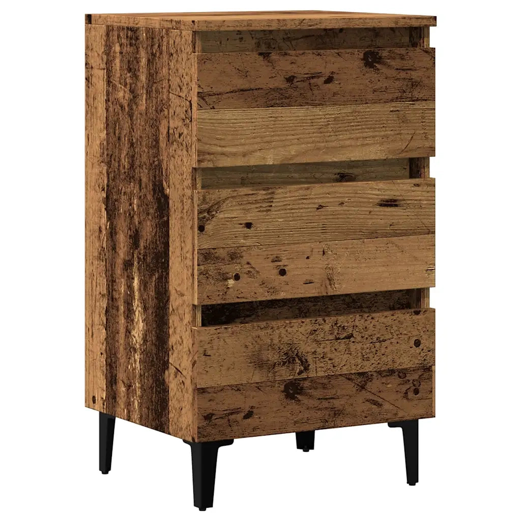 Comodino con Gambe in Metallo Legno Antico 40x35x69 cm 856424