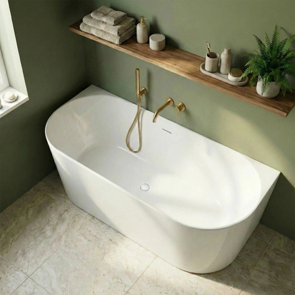 Vasca Bagno A Parete Capri Slim 150cm Copritappo bianco