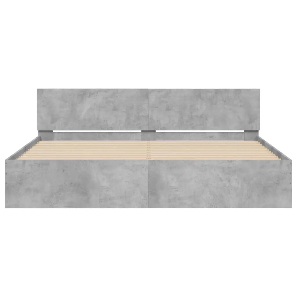 Giroletto con Testiera-Struttura Letto con testiera Grigio Cemento 160x200 cm
