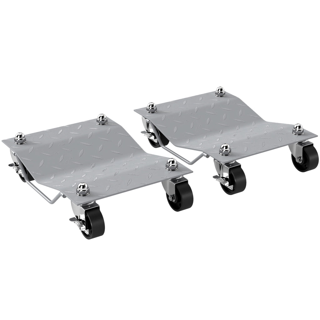 Cric Carrello Sollevatore Auto 2 Pezzi ¨C Xylo ¨C con 4 Ruote Grigio 40,5x30x13,5 cm