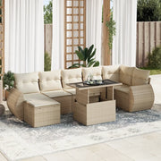 Set Divano da Giardino 8 pz con Cuscini Beige in Polyrattan 3326679