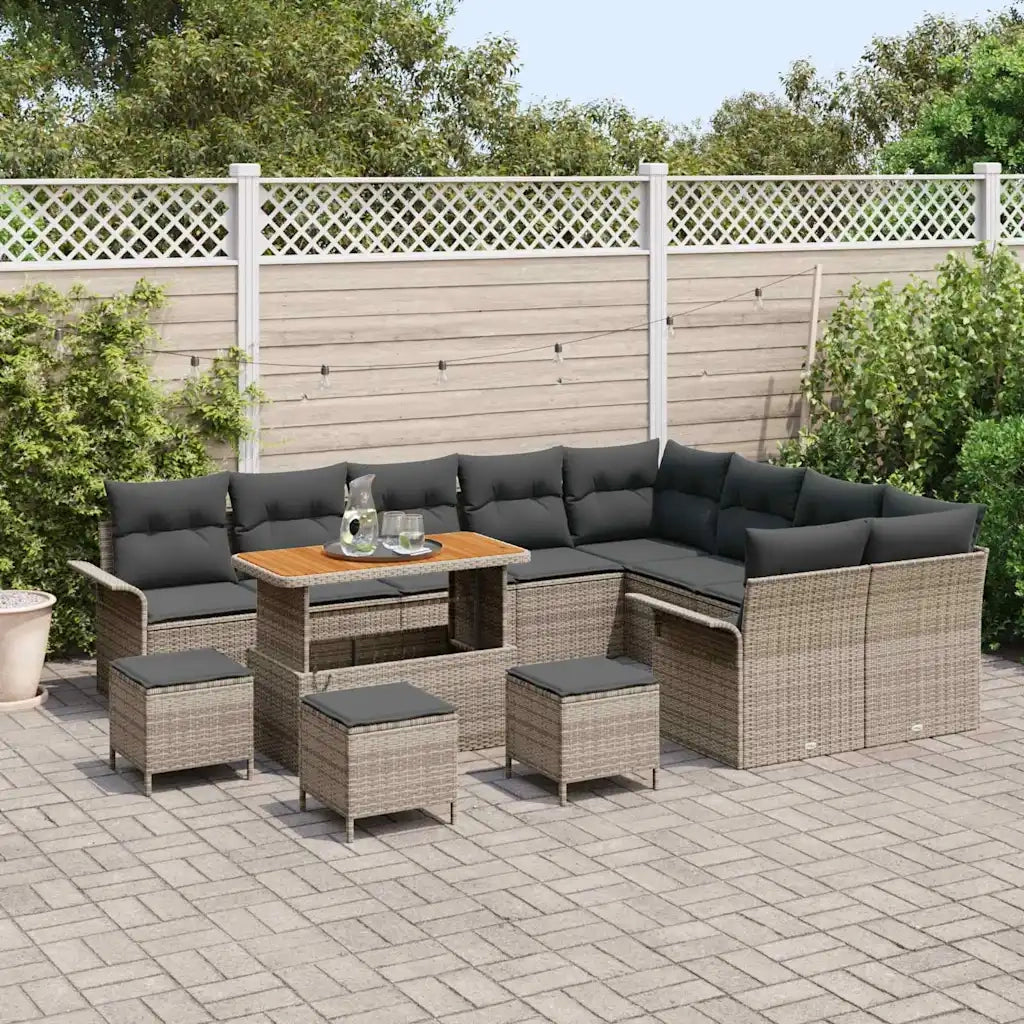 Set Divano da Giardino con cuscino con cuscino 13 pcs Grigio
