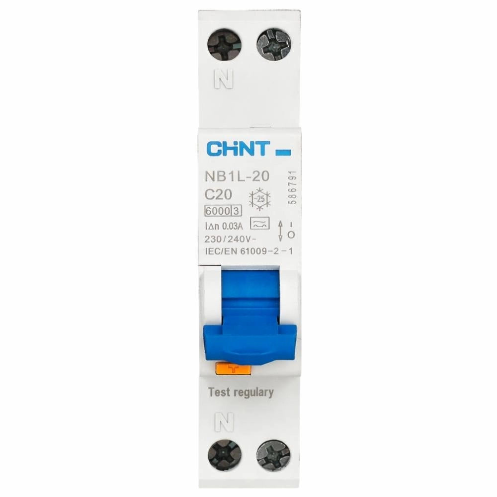 Interruttore magnetotermico differenziale 1p+n 30ma tipo a 6ka chint nb1l-20 slim *** ampere 16 ampere, confezione 1