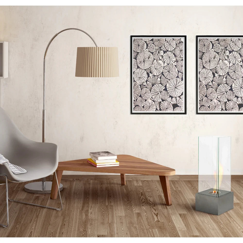 Glow, Caminetto al bioetanolo Grigio (25cm X 25cm H. 65cm) | Duzzle