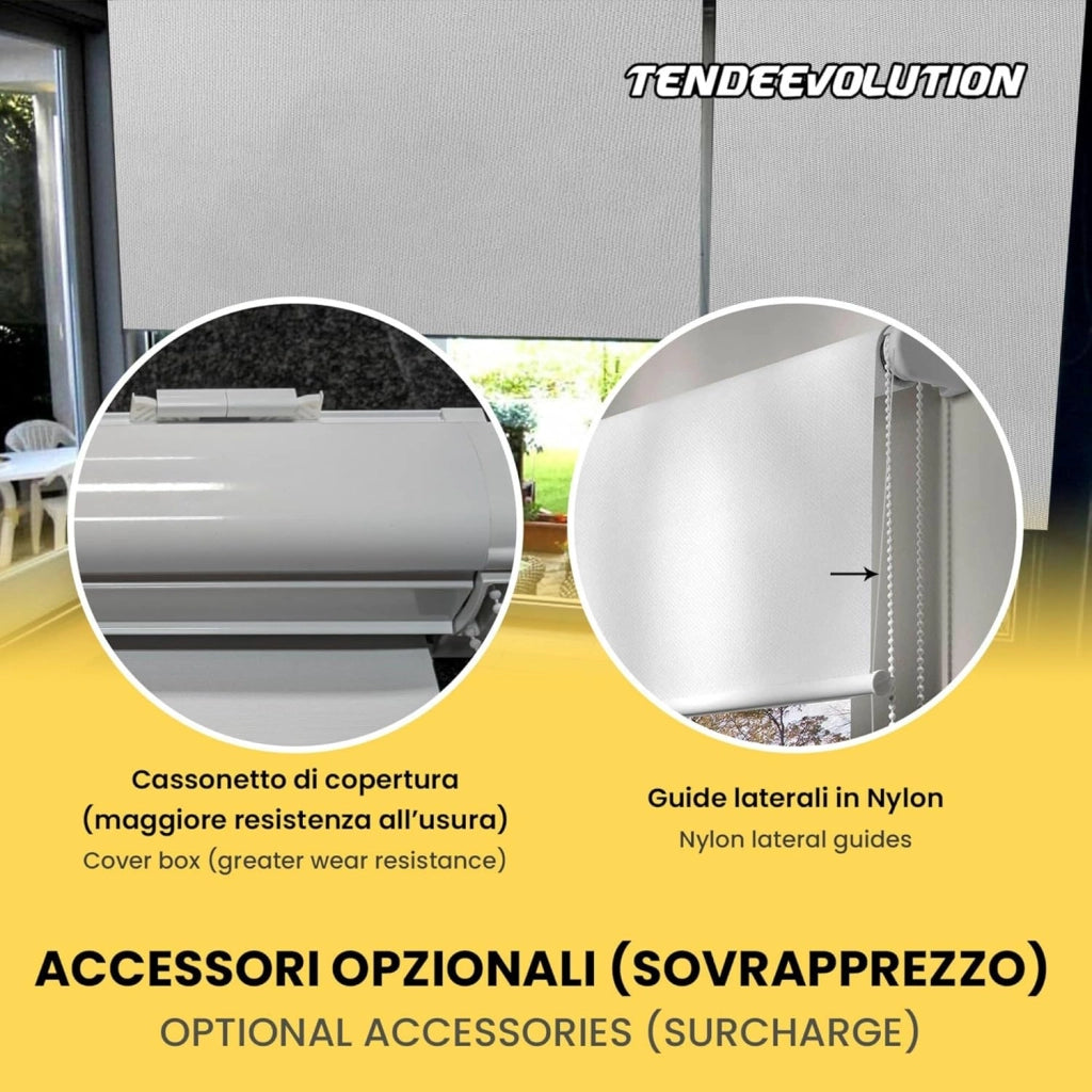 Tenda a Rullo Su Misura RODANO OSCURANTE - Larghezza 2,50m x Altezza 3m - Colore Bianco 1 - Ideale per Interni ed Esterni
