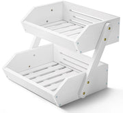 Porta frutta a doppio livello in bambù - stile e funzionale - bianco