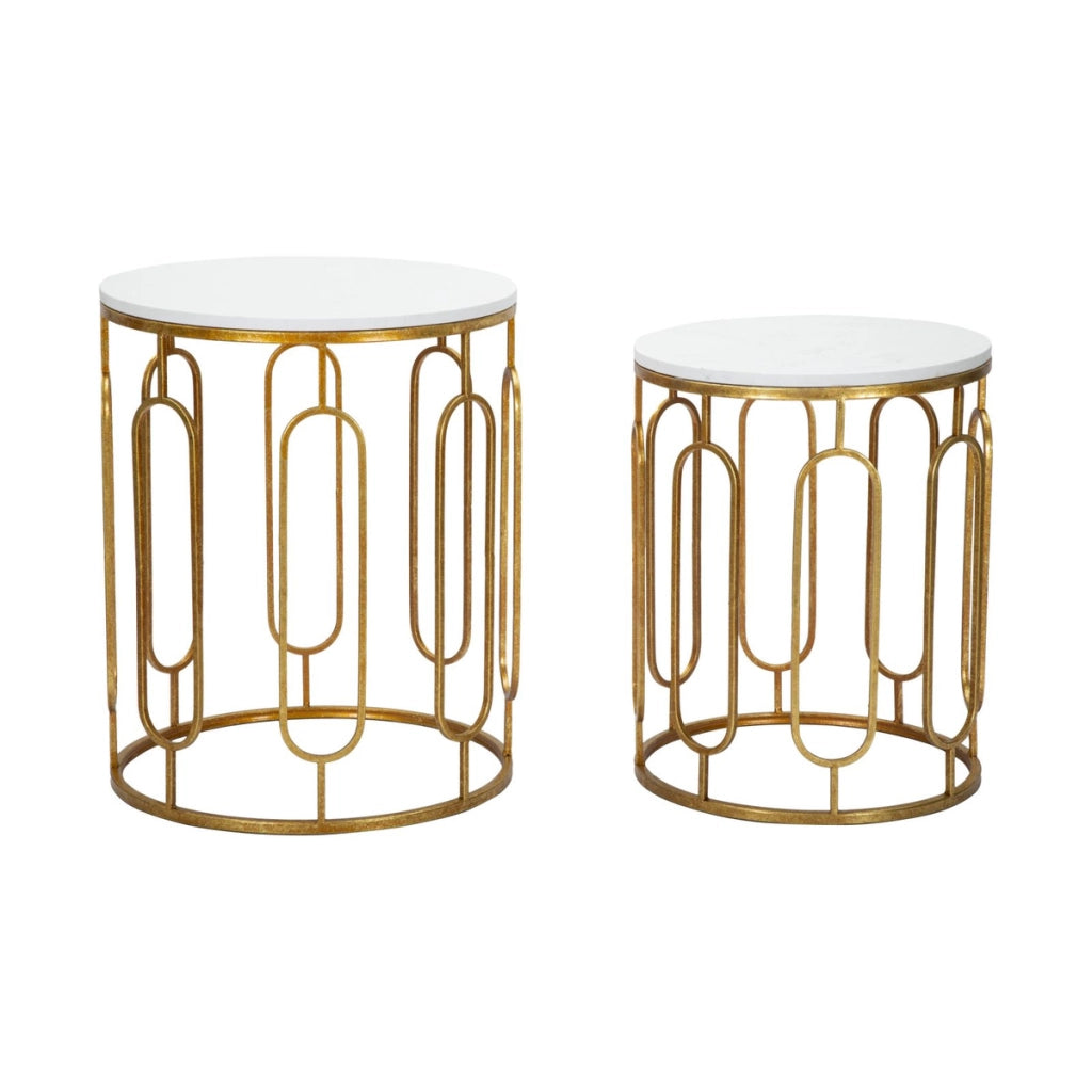 Set di Tavolini VKH535, Oro, Metallo, 46x46x55 cm