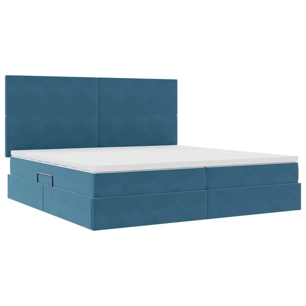 Letto con contenitore e materasso Blu Scuro 200 x 200 cm