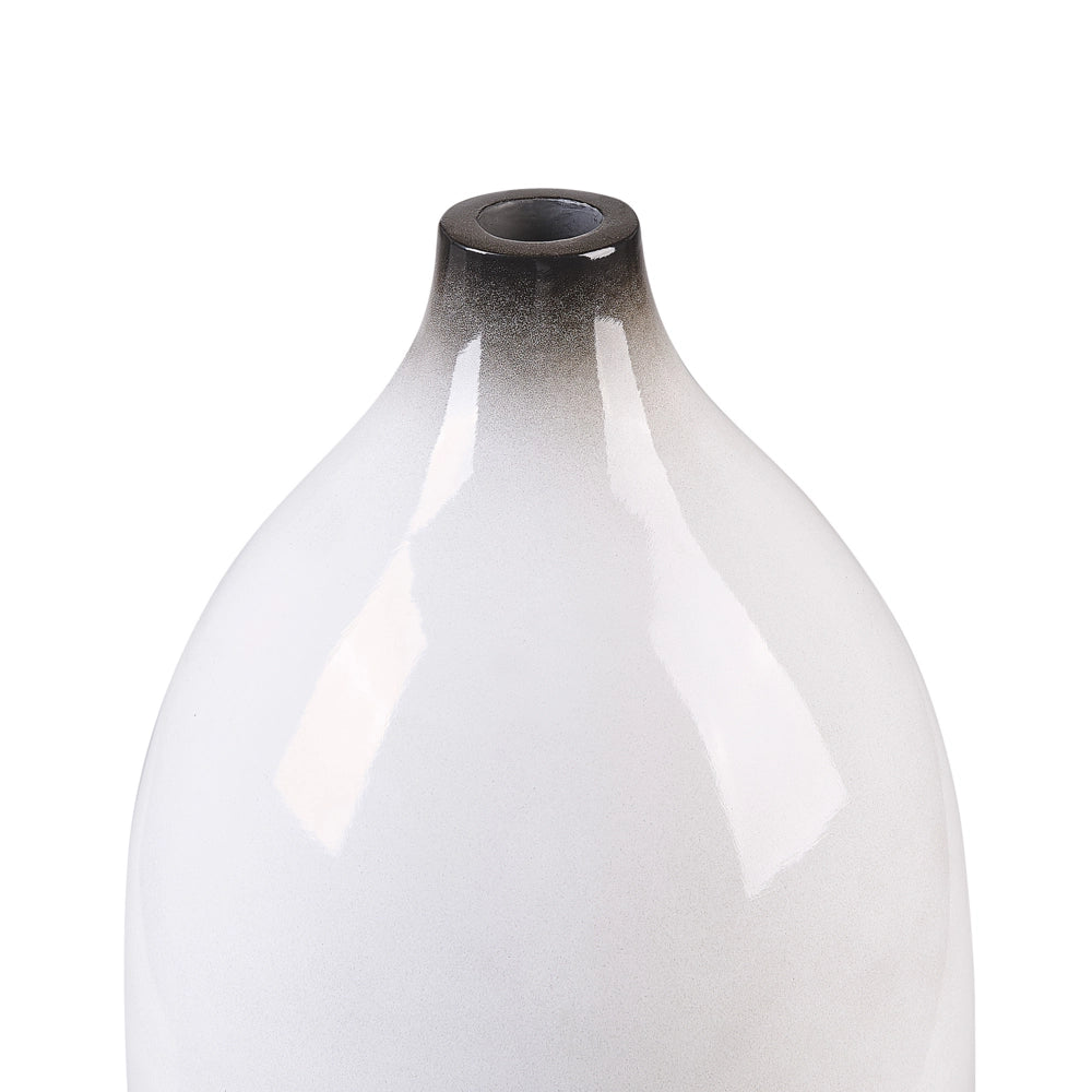 Vaso Decorativo Bianco e Nero 36 cm Terracotta Elegante Moderno