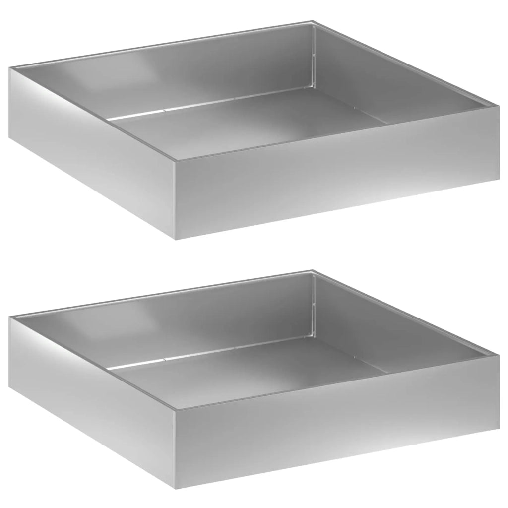 Vaso da giardino 2 pz Argento 100 x 100 x 20 cm Acciaio zincato 8005033