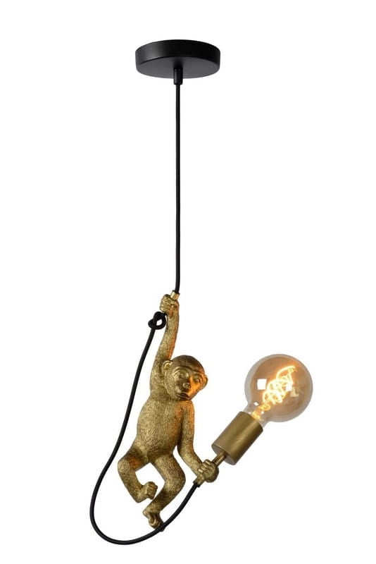 Lucide lampada a sospensione Chimp E27 oro nero Ø18 cm