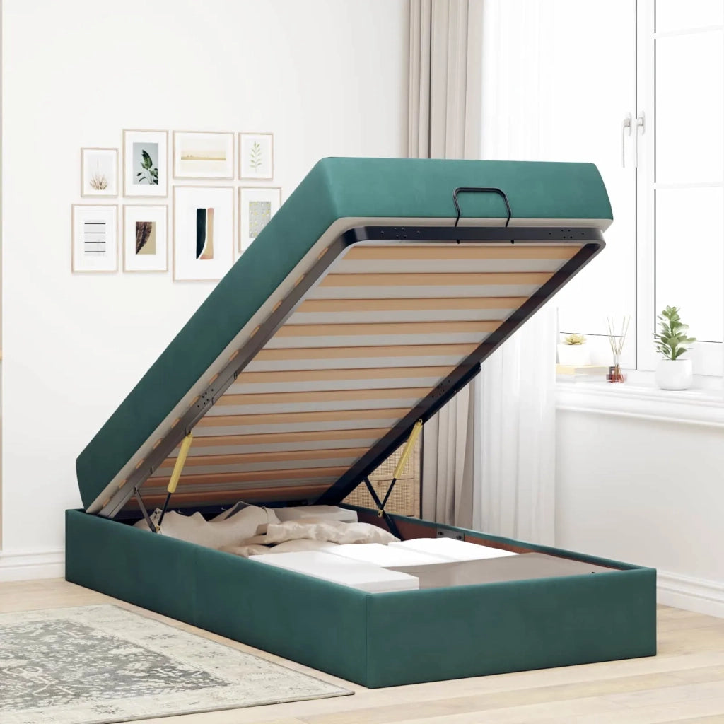 Struttura letto con materasso con materasso 2 pcs Verde Velluto