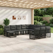 Set Divano da Giardino 12 pcs Nero e Grigio scuro polyrattan 3437825