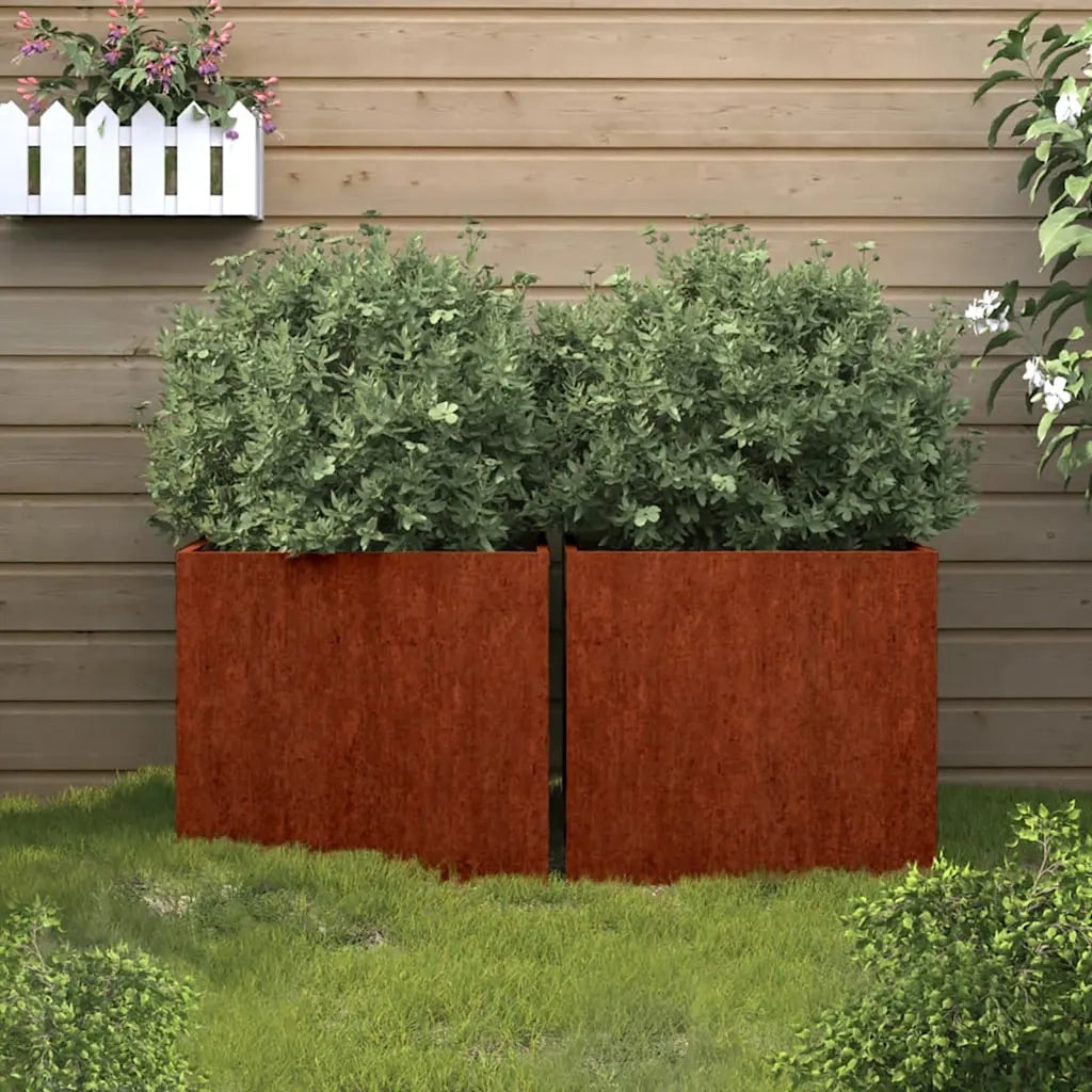 2 pz Fioriere | Cassetta per fiori | Vaso 49x47x46 cm Acciaio Corten
