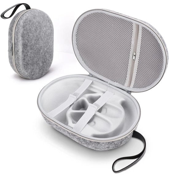 Casco protettivo rigido - Protezione dura - Materiale EVA - Disegno multifunzionale - Adatto per visore VR - Incluso panno di pulizia - Tasche di stoccaggio per accessori - Borsa di trasporto per visore VR