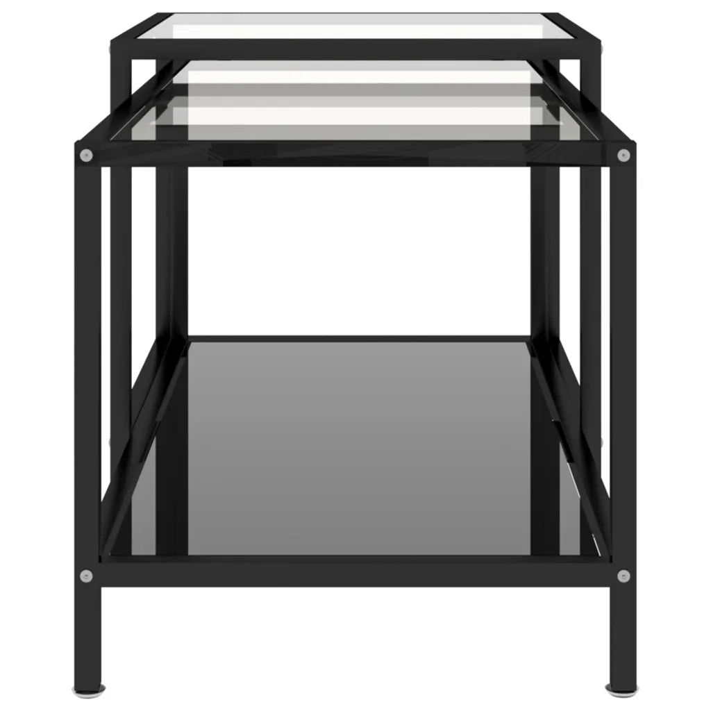 Tavolini 2 pz Neri in Vetro Temperato 331614