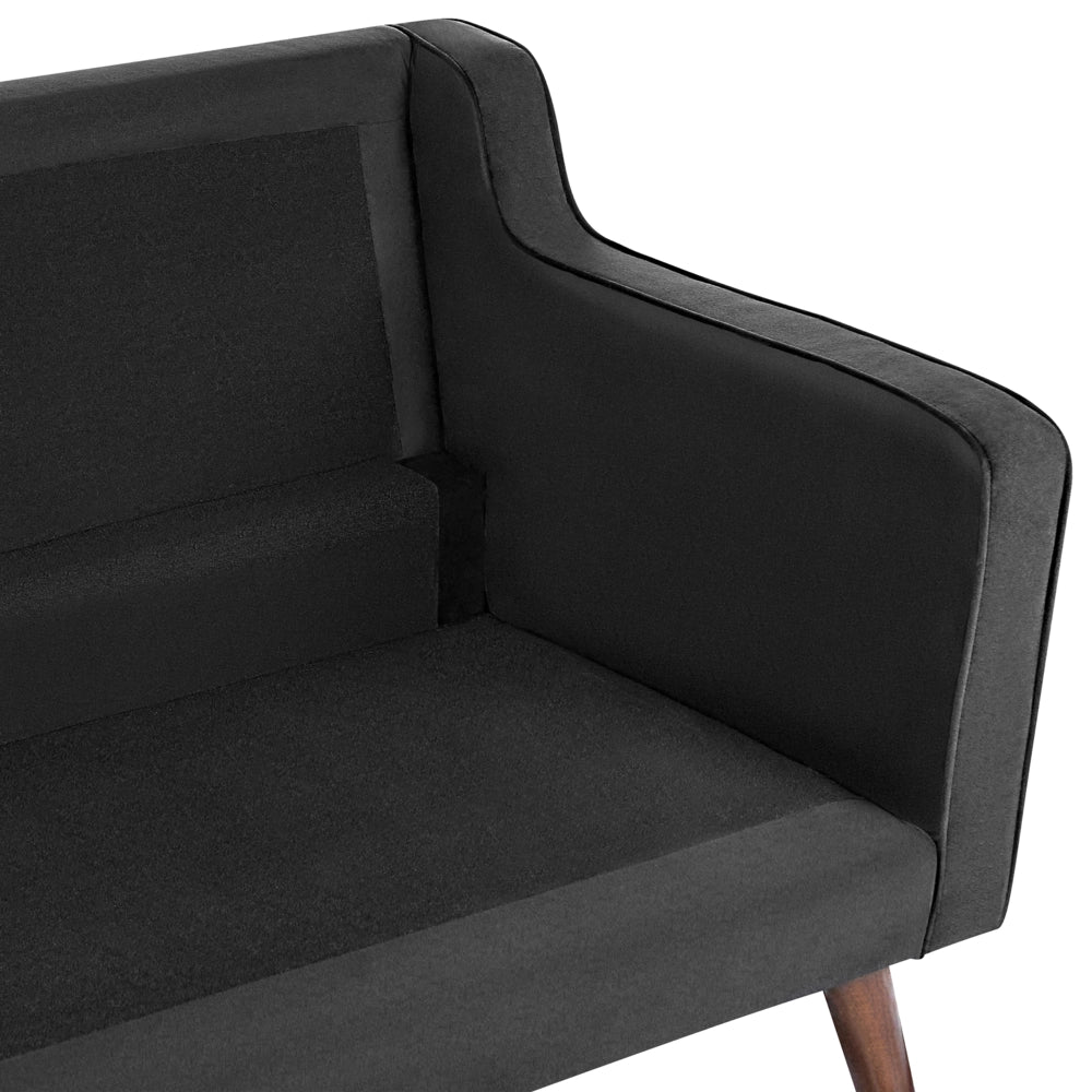 Divano di colore Nero 2 Posti Velluto Gambe In Legno in stile Classico e moderno