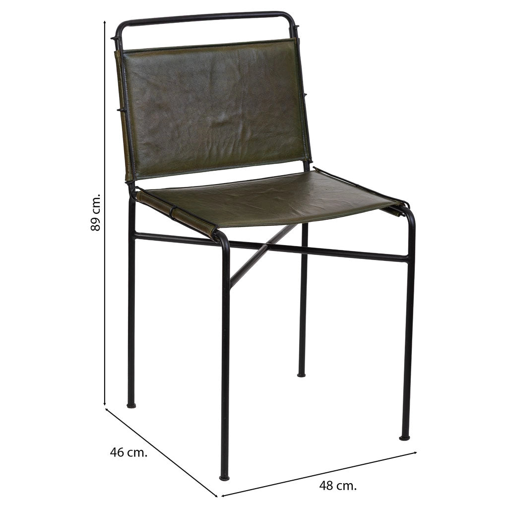 Sedia in metallo e pelle marrone 48x46x89