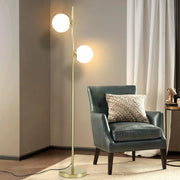 ZMH Lampada da terra design oro 2 fiamme E27 stile retrò per camera da letto e corridoio