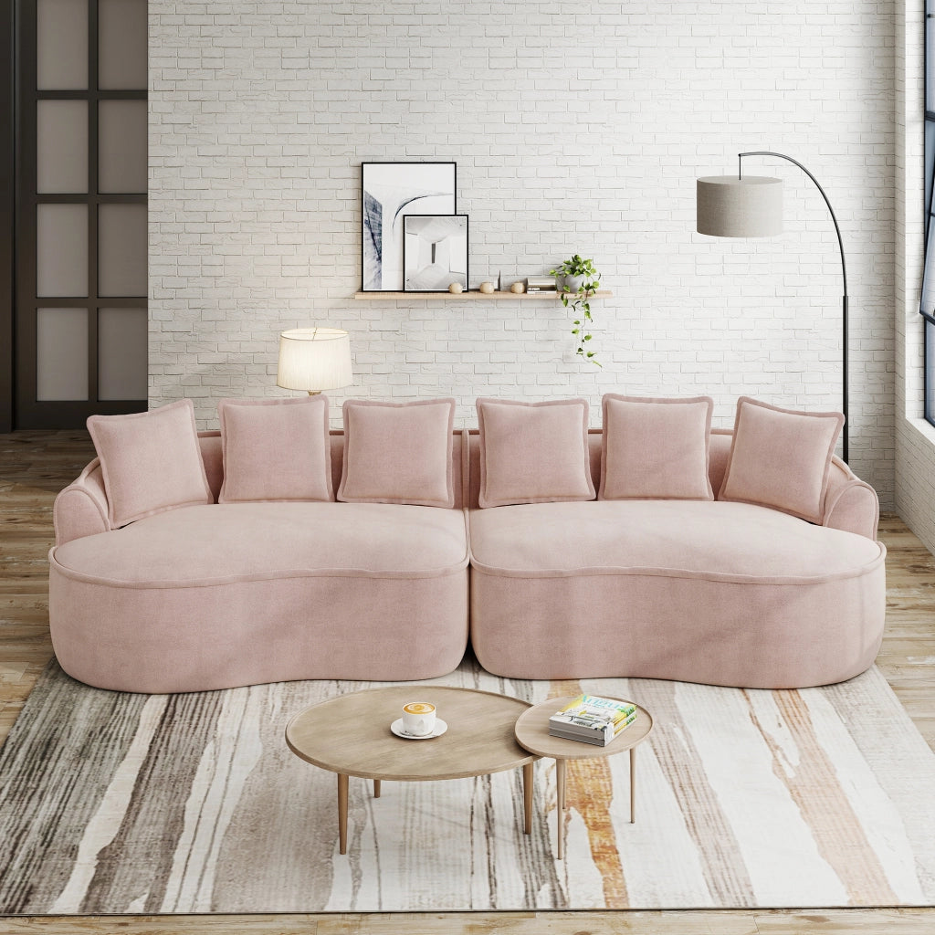 Divano 4 Posti in Tessuto Chenille con Cuscini ¨C MINIMAL ¨C Rosa