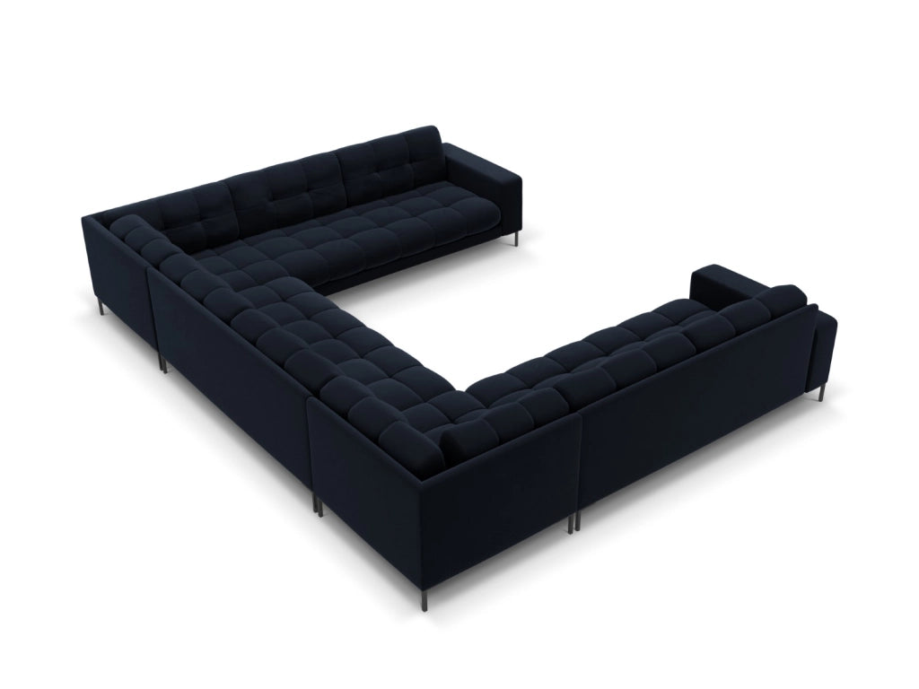 Cosmopolitan Design - Divano panoramico "Bali" 9 posti in velluto blu scuro 