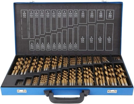 Set di 230 fori a metro HSS con scatola di conservazione per acciaio, alluminio, legno, plastica