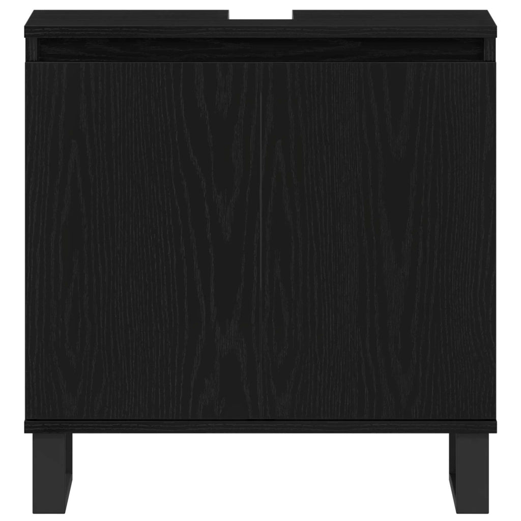 Set di mobili per il bagno Montaggio a parete 3 pcs Rovere Nero 3333100