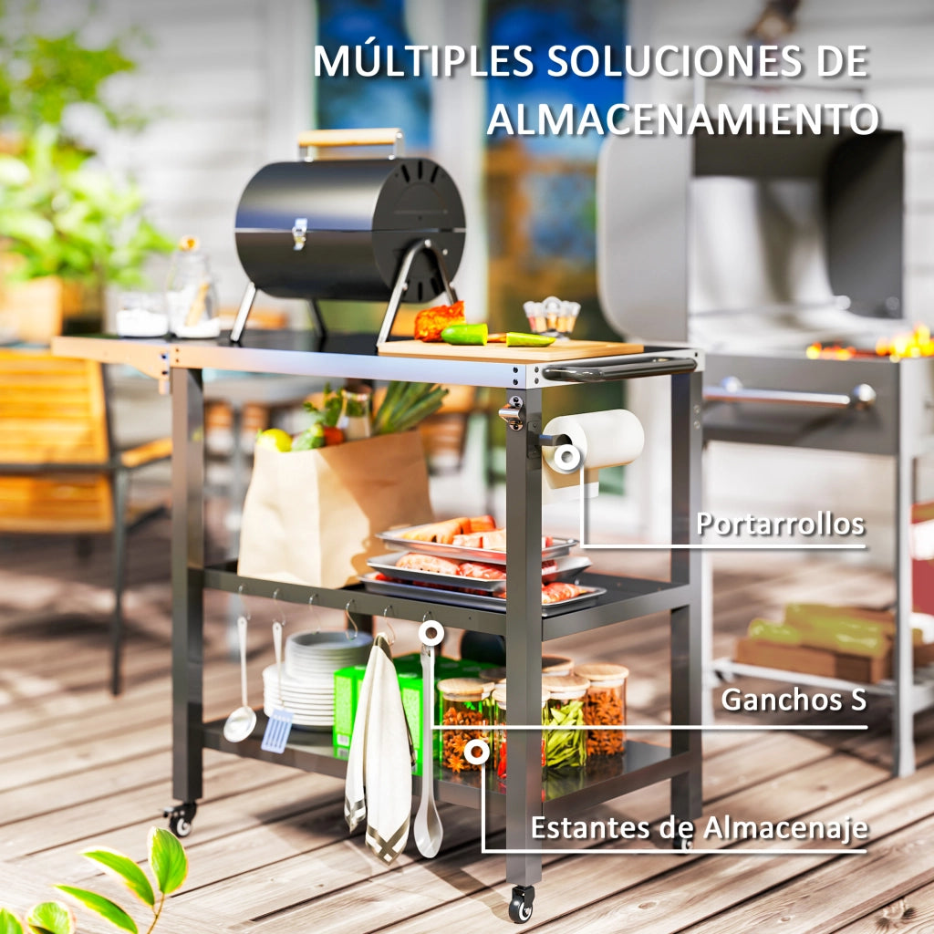 Carro da Giardino con Piano ¨C Minimal ¨C 116x50x86 cm Nero