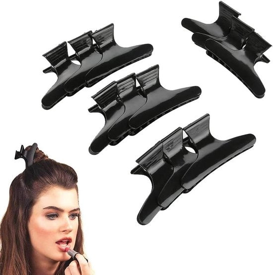 Set di clip per capelli in stile farfalla nera per ragazze con capelli lunghi - 12 pezzi