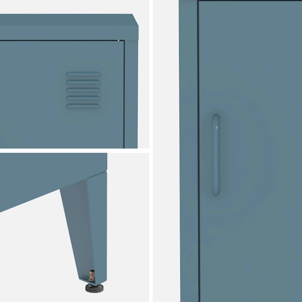 Comodino industriale, 1 anta, blu grigio