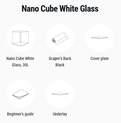 Dennerle Nano Cube White Glass 30L - Mini acquario con vetro panoramico extrachiaro cm30x30x35h