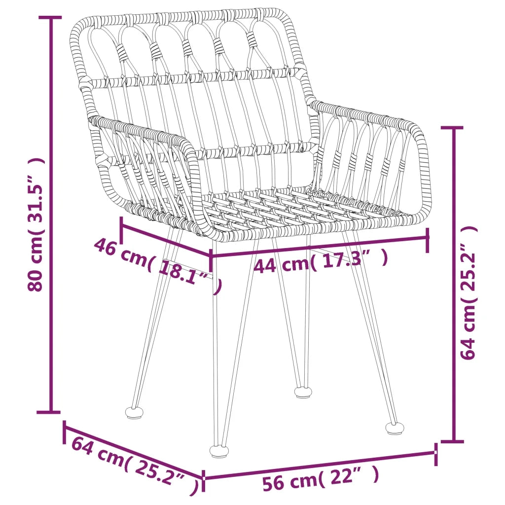 Set da Pranzo da Giardino 5 pz in Polyrattan 3157847