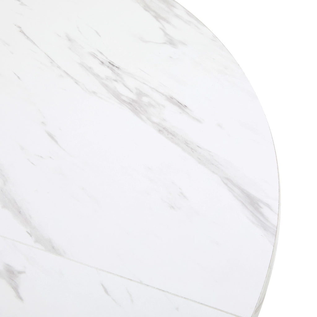 Tavolo da Pranzo con Piano Effetto Marmo e Gambe in Metallo ¨C Xylo ¨C Bianco/Nero