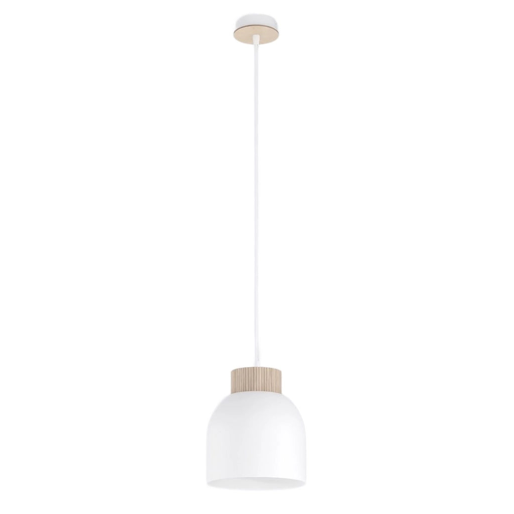 Lampada sospesa VIGO bianca legno 1xE27 Emibig