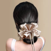 Elastici per capelli grandi, regolabili, lucidi e adatti per capelli spessi, elastici per capelli jumbo con nastro, accessori per capelli per ragazze (13 cm, dorati + rosa)