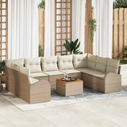 Set Divano da Giardino 10 pcs Beige e Crema polyrattan