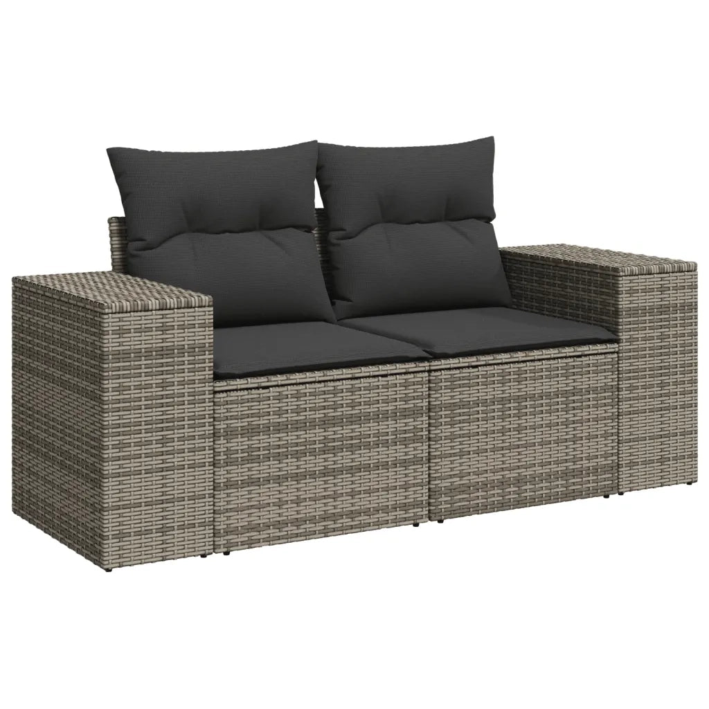 Set Divano da Giardino 9 pz con Cuscini Grigio in Polyrattan 3222849
