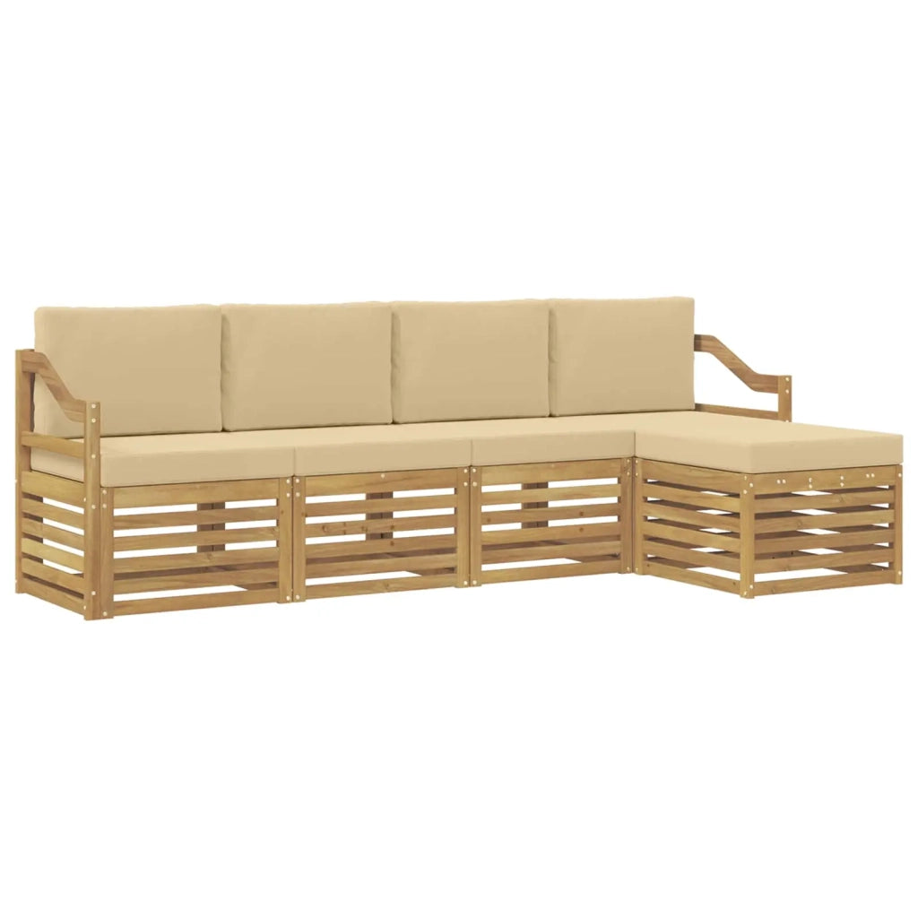 Set di divani da esterno 5 pcs Bianco e Beige Poliestere 3391693