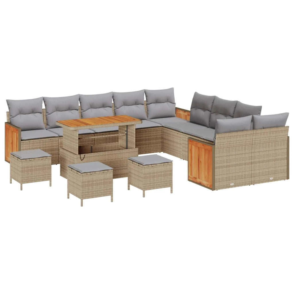 Set Divano da Giardino con cuscino 14 pcs Beige e Grigio Chiaro 3363242