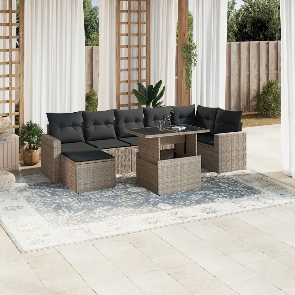 Set Divano da Giardino 8pz con Cuscini Grigio Chiaro Polyrattan 3267432