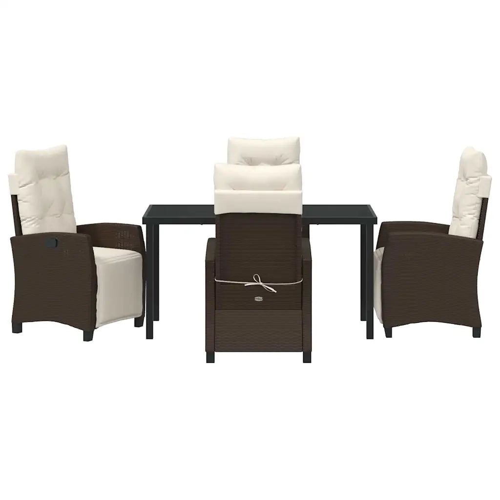 Set da Pranzo per Giardino con cuscino 5 pcs Marrone polyrattan 3380430
