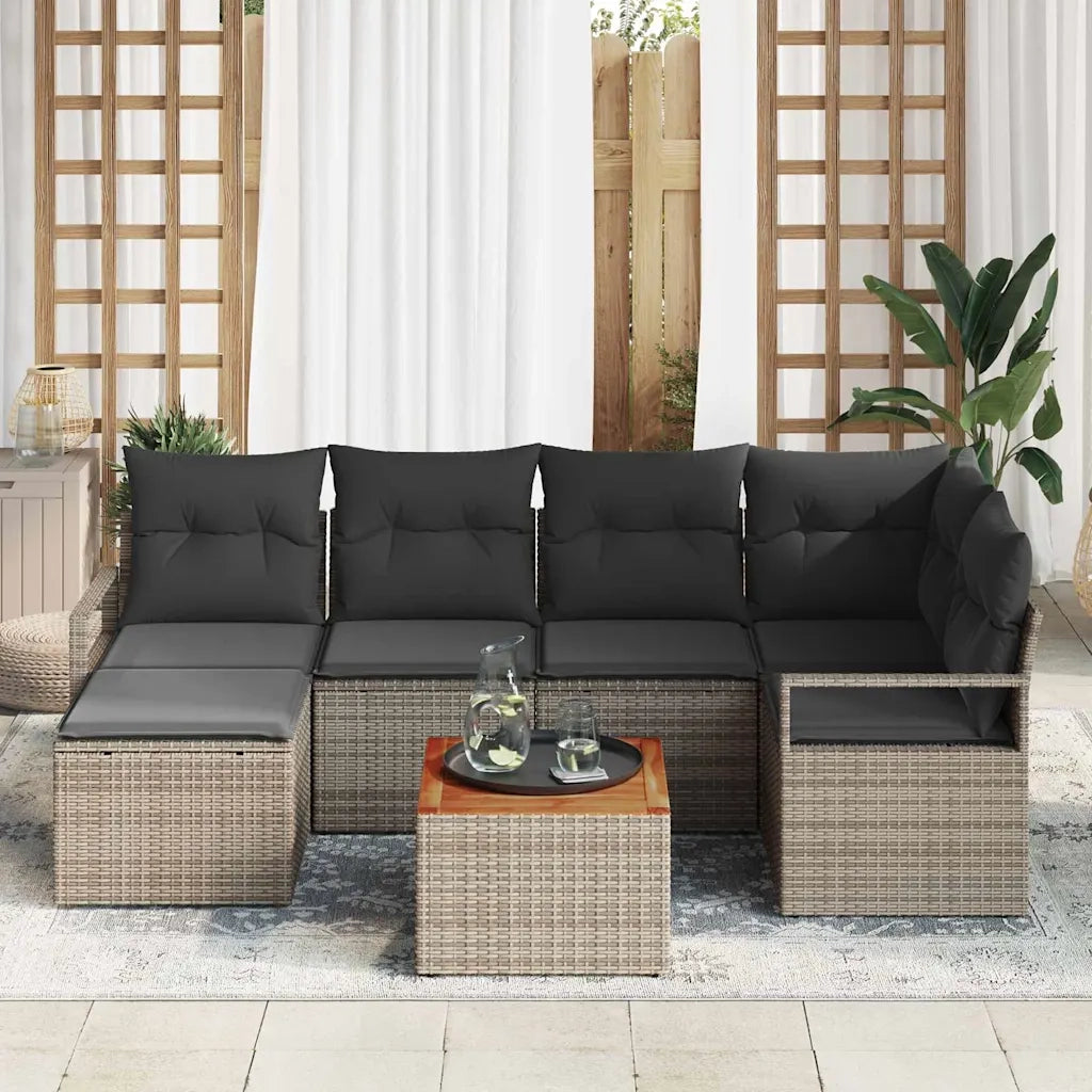 Set Divano da Giardino 7 pcs Grigio polyrattan