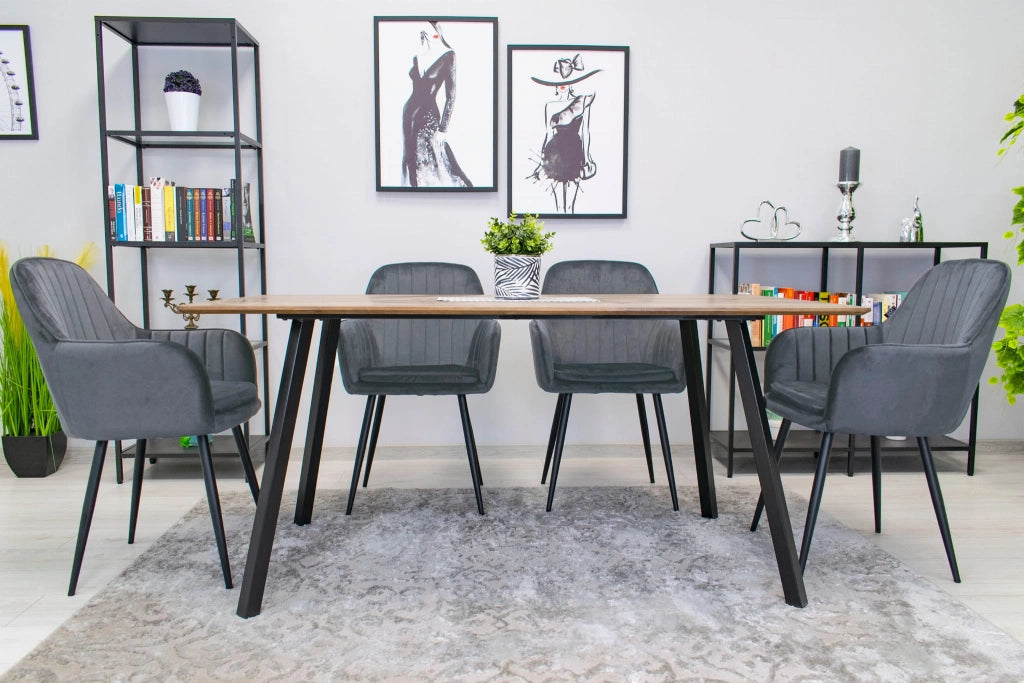 Sedia VALORA LUGO - Velluto grigio scuro con gambe nere