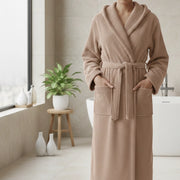 Satoka, Accappatoio 100% Cotone con Cappuccio, Marrone Sabbia