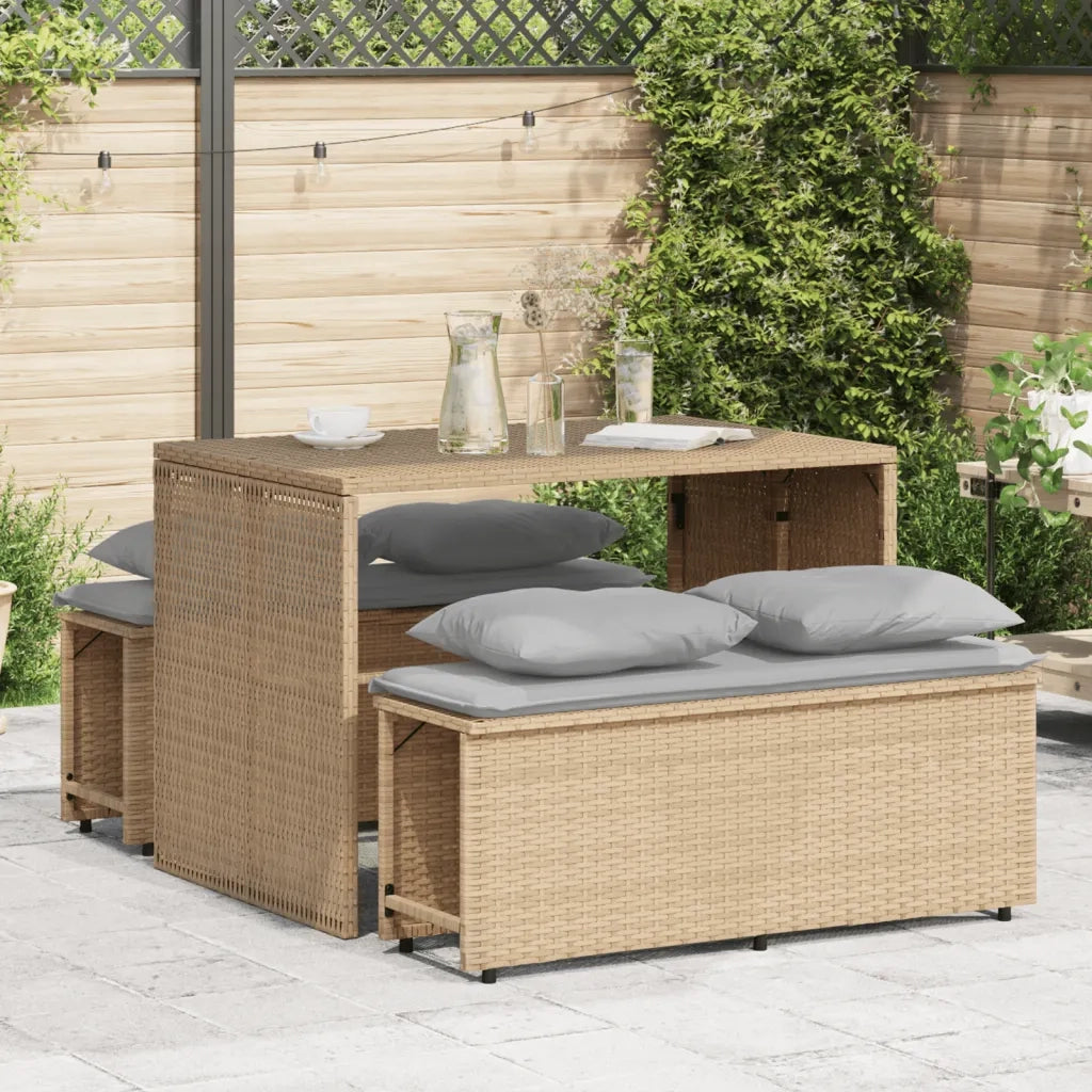 Set da Pranzo da Giardino 3 pz con Cuscini Beige in Polyrattan 4003905