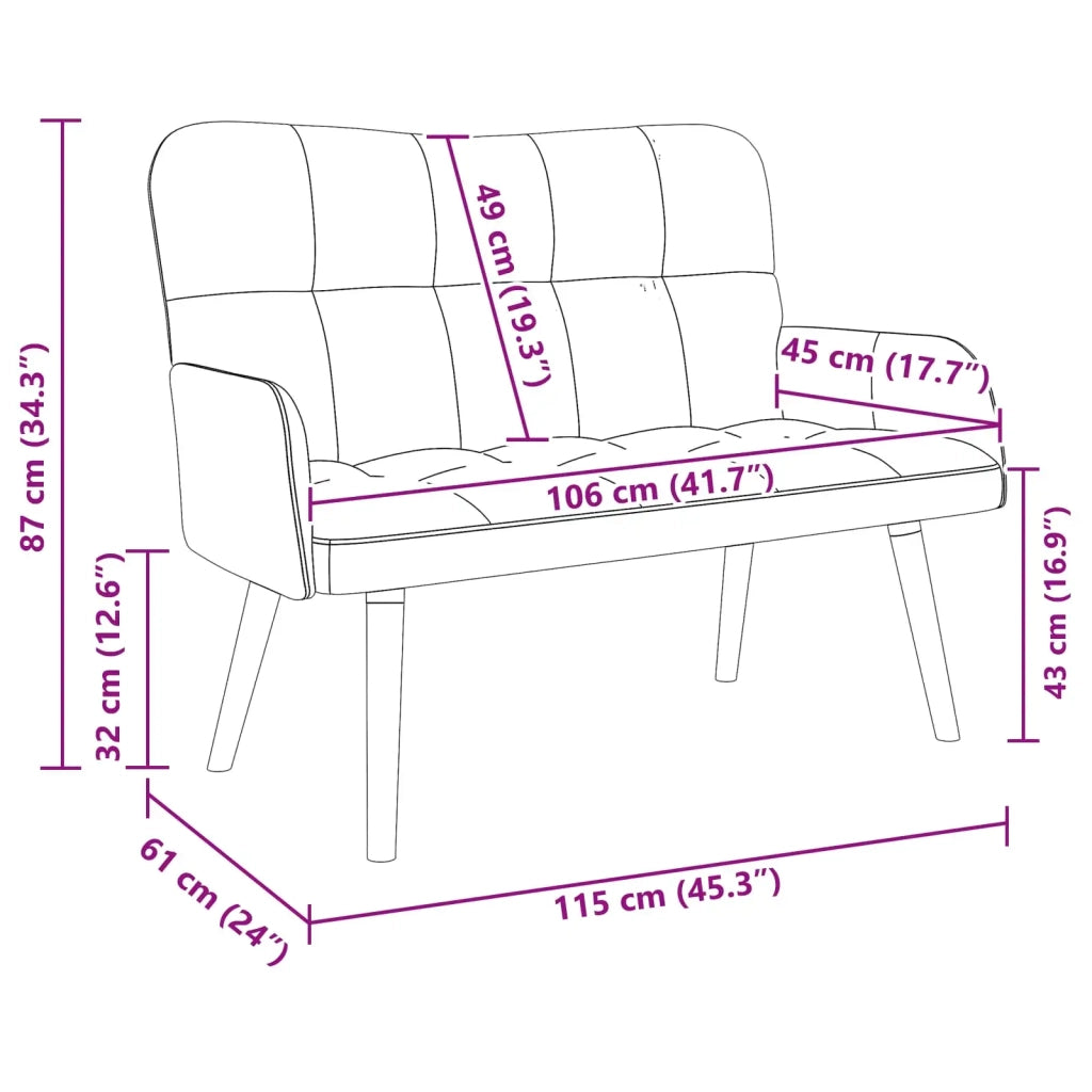 Sofa a Due Posti Blu 115 x 61 x 87 cm Velluto 42028948