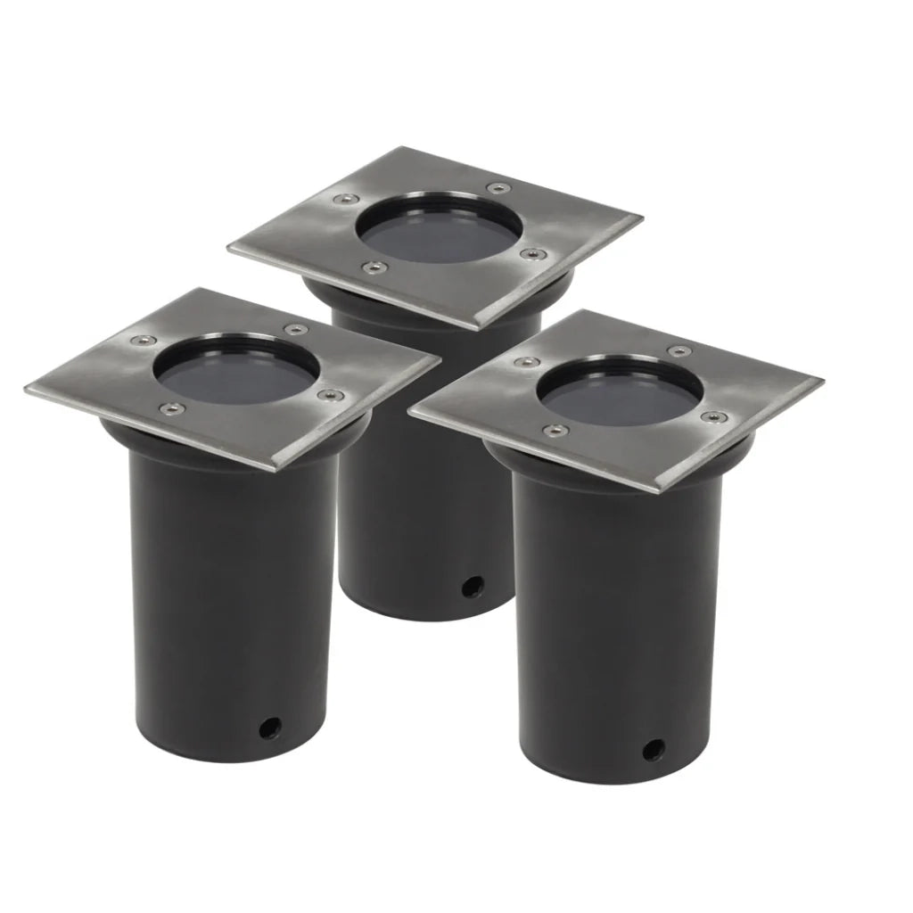 Set di 3 faretti da incasso quadrati per esterni illuminazione decorativa 2402037