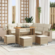 Set Divano da Giardino con cuscino 9 pcs Beige polyrattan 3361751