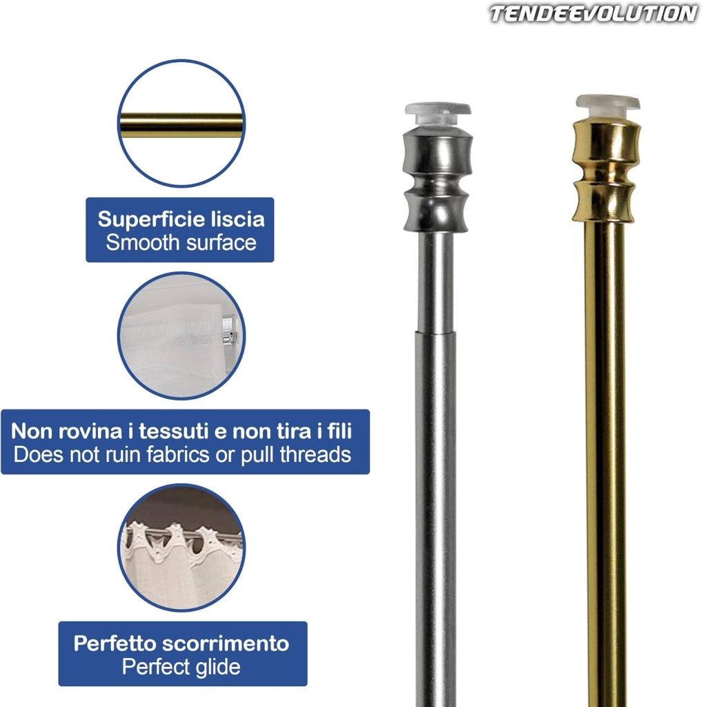 Astine a Molla in Ferro, Coppia Bastoncini Pressione Estensibili 30-40cm - Colore Oro