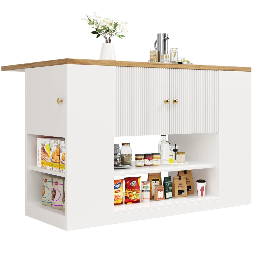 Isola cucina moderna - Zephmum- Bianco con cassetti e ripiani